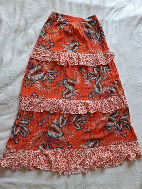 NWT Farm Rio for Anthropologie Tiered Maxi Skirt XS Tropical Leopard 🏝️